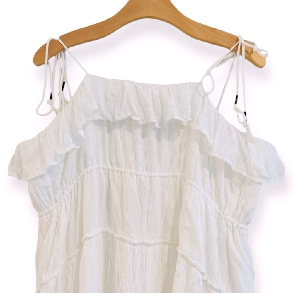 ANTHROPOLOGIE Tiered A Line White Sleeveless Dress Size M NEW - Picture 6 of 12